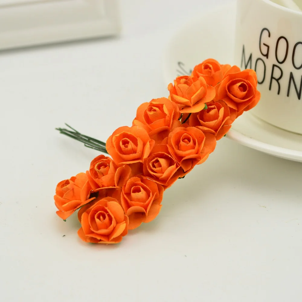 144 шт 1 см Дешевые Искусственные бумажные цветы для свадебного автомобиля поддельные розы используются для украшения коробки конфет DIY ВЕНОК ручной работы
