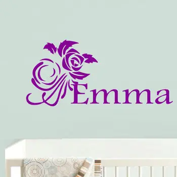 

Wall Decal Custom Name Inscription Personalized Baby Flower Rose Nursery
