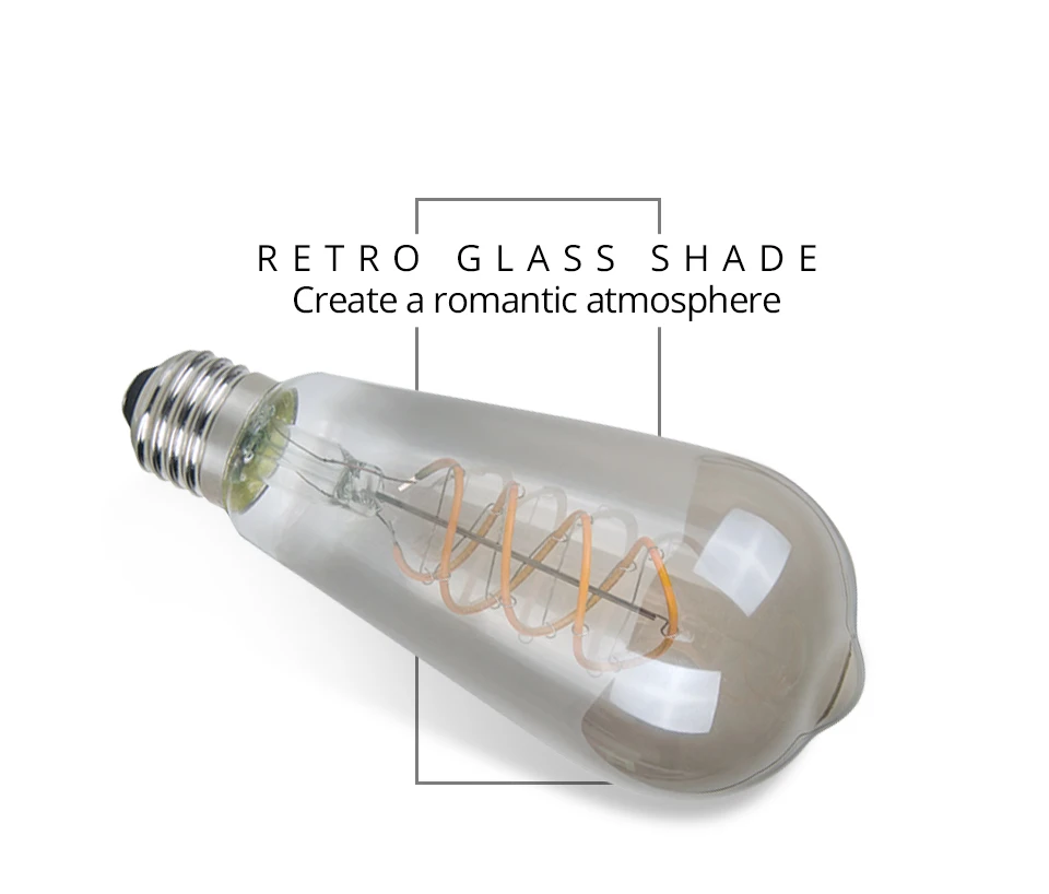 LED Retro Edison Light Bulb E27 220V ST64 Filament Vintage Lampada Ampoule Dimmer Incandescent Bulb Edison Filament Lamp (4)