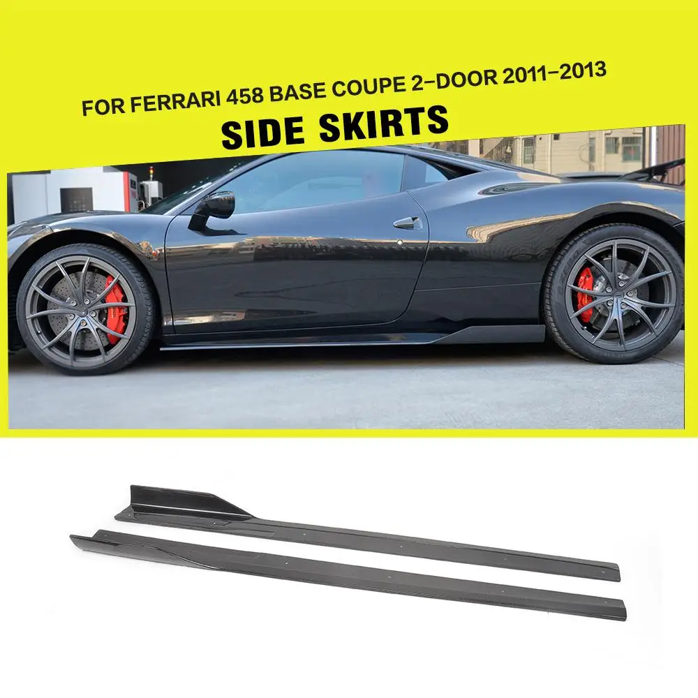 Carbon Fiber Side Skirts Lip Extension Aprons case for Ferrari 458 2 Door 2011 - 2013 V Style 2PCS