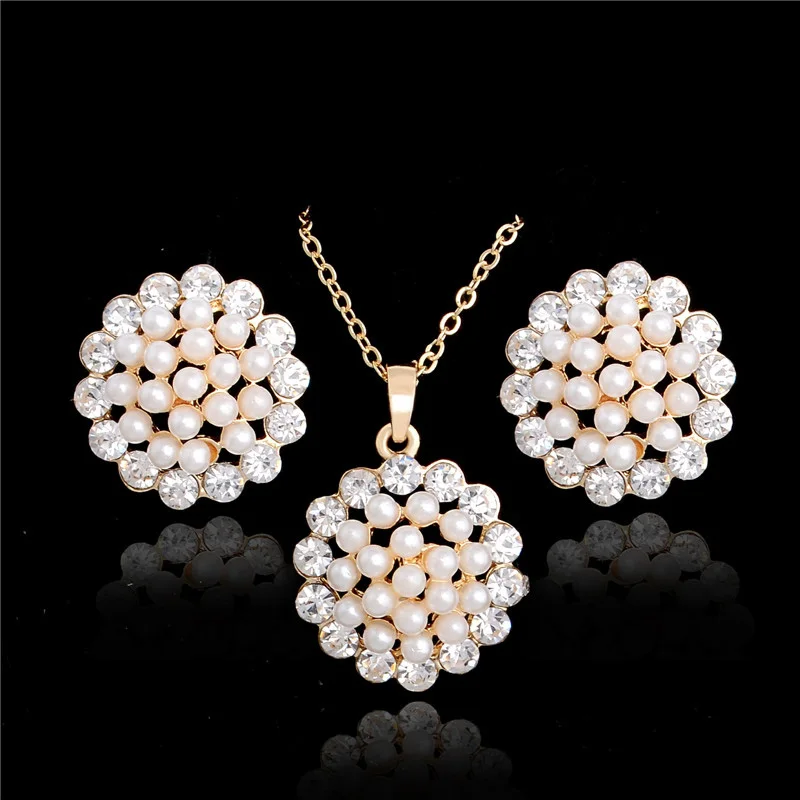 Комплект из колье и серёг с искусственным жемчугом|parure bijoux|parure bijoux femmejewelry sets |