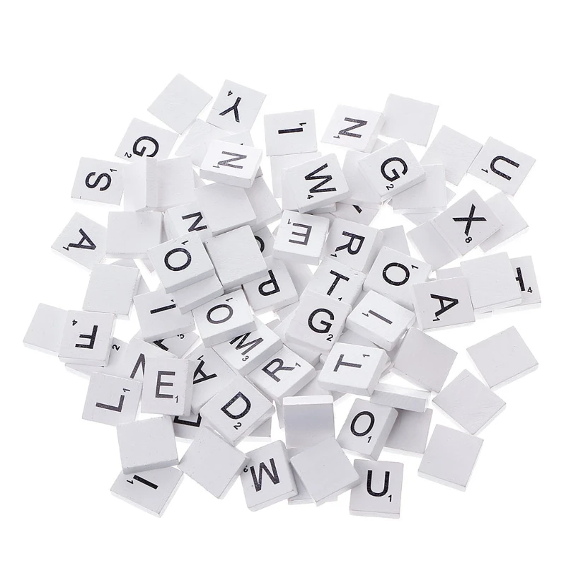 100 ⑤ упак. Деревянные красочные Scrabble плитки Смешанные Буквы лакированные Алфавит