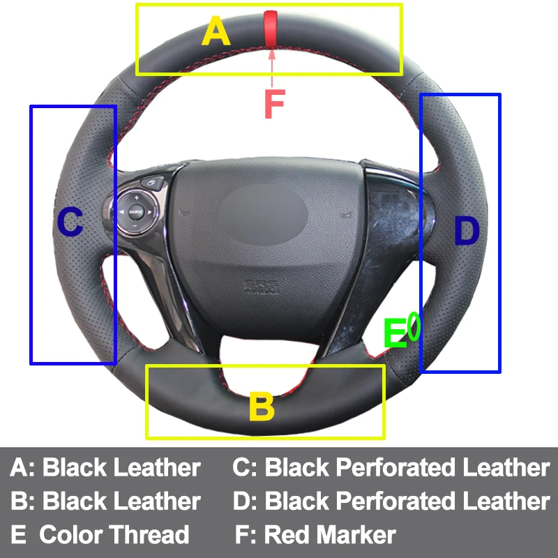 HuiER чистый ручной швейный чехол рулевого колеса автомобиля дышащий автомобильный Стайлинг красный маркер для Honda Accord 9 Odyssey Crosstour 2013