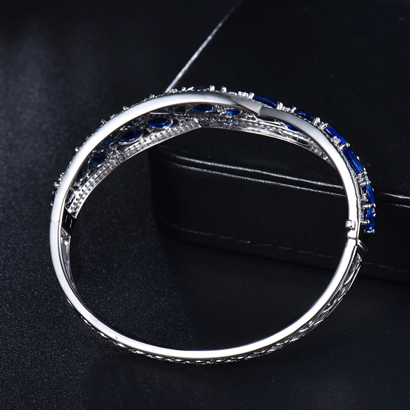 LANMI браслет, 18 К, белое золото, голубой сапфир, Блестящий Бриллиант, браслет для женщин, натуральный драгоценный камень, свадебные украшения, подарок для любви