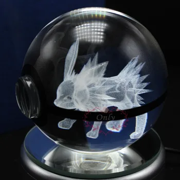 

Reality 3D Jolteon Figuiren inside Crystal Glass Ball with Black Lines Christmas Gifts