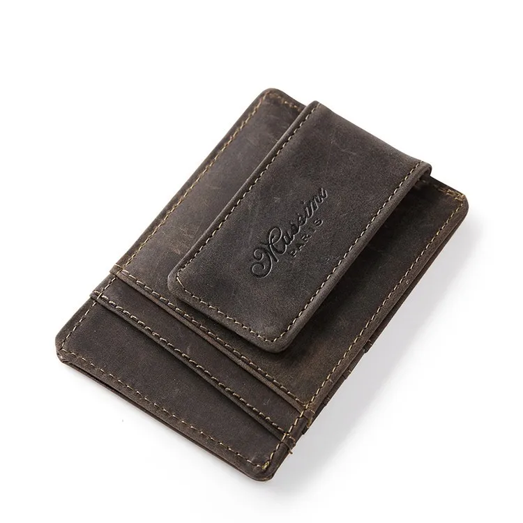 MS,, мужской кошелек из натуральной кожи, Деловой, Повседневный, держатель для кредитных карт, ID, с сильным магнитом, зажим для денег, кофейная сумка K308