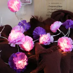 1,5 м светодиодный Фиолетовый цветок освещение строки Батарея управляется Праздник Рождества Христова День Святого Валентина "цветок