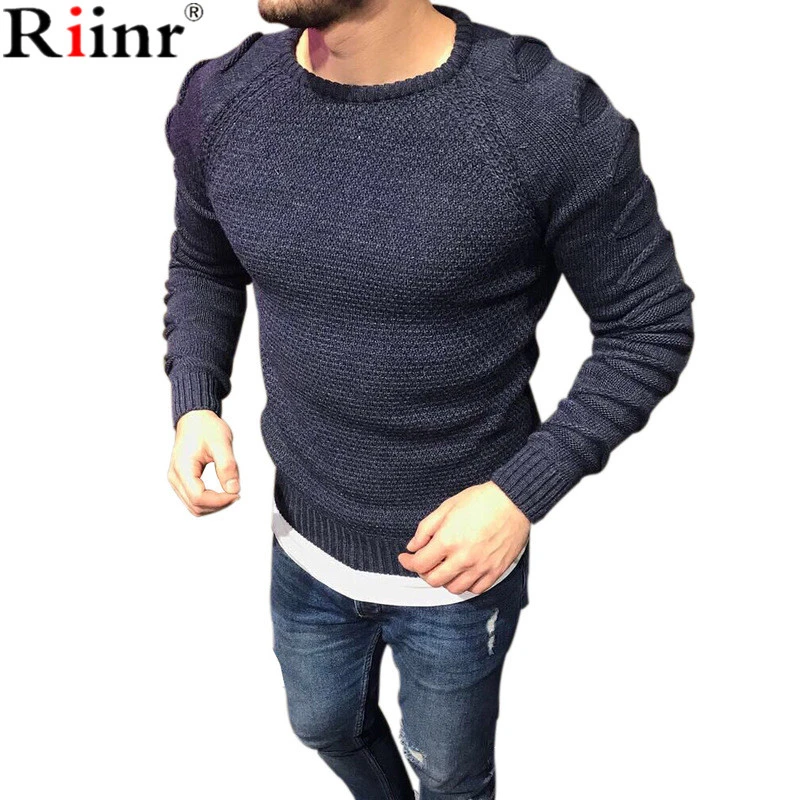 Riinr Новое поступление осенне зимний мужской свитер Повседневный теплый тонкий