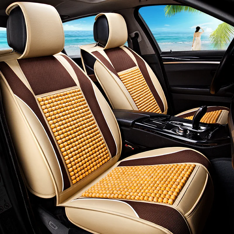 

Summer Car Cushion Wooden Bead Seat Cover Full Package General Purpose Cold Pad Natural Color Brown Environmental and Comfort