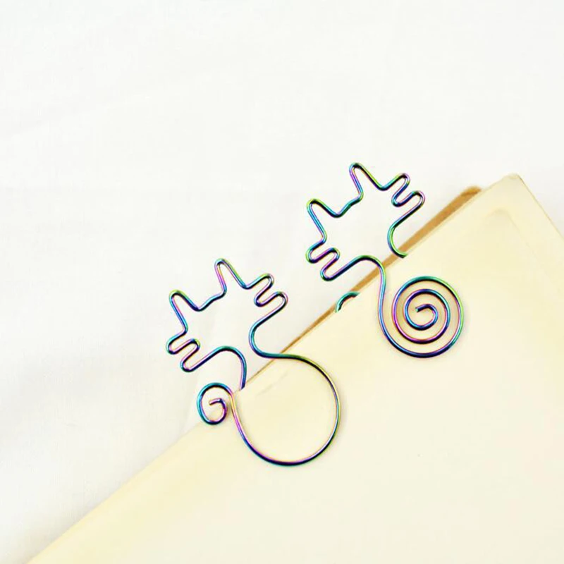 

8pcs/Set Of 2018 New Metal Trend Colorful Multicolor Paper Clip Cute Cat Shaped Bookmark Tool Binder Clip Tool 28 * 31MM