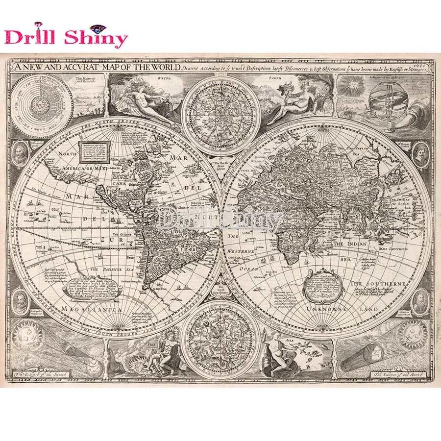 

2018 Full Square/Round Drill 5D DIY Diamond Painting "World Map" 3D diamond Embroidery Cross Stitch Mosaic Home Decor gift