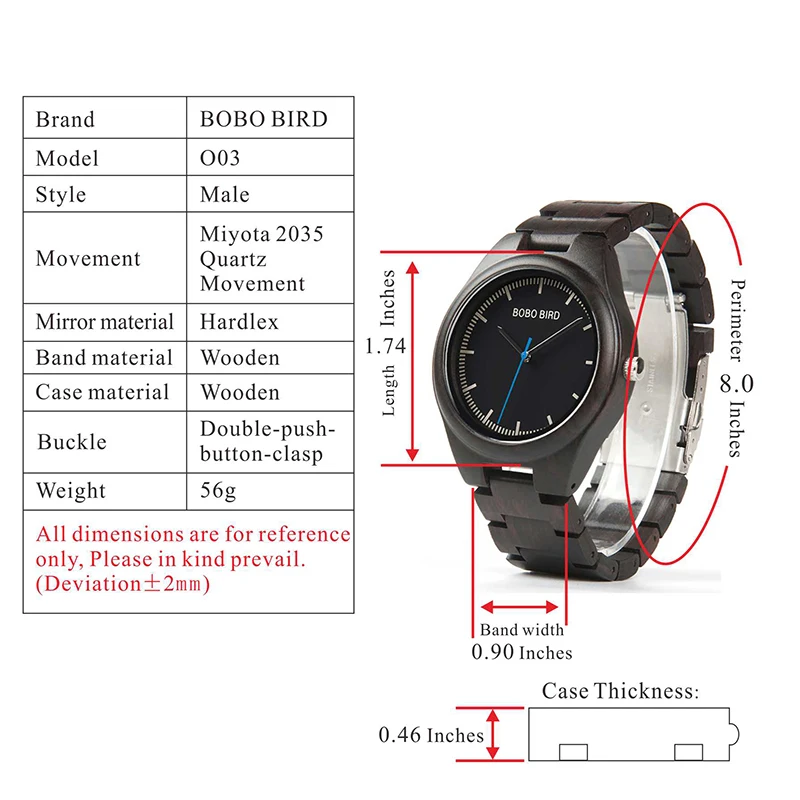 Wood Wrist Watch in wood Gifts Box relogio masculino TOP Brand Gifts B-O03 (20)