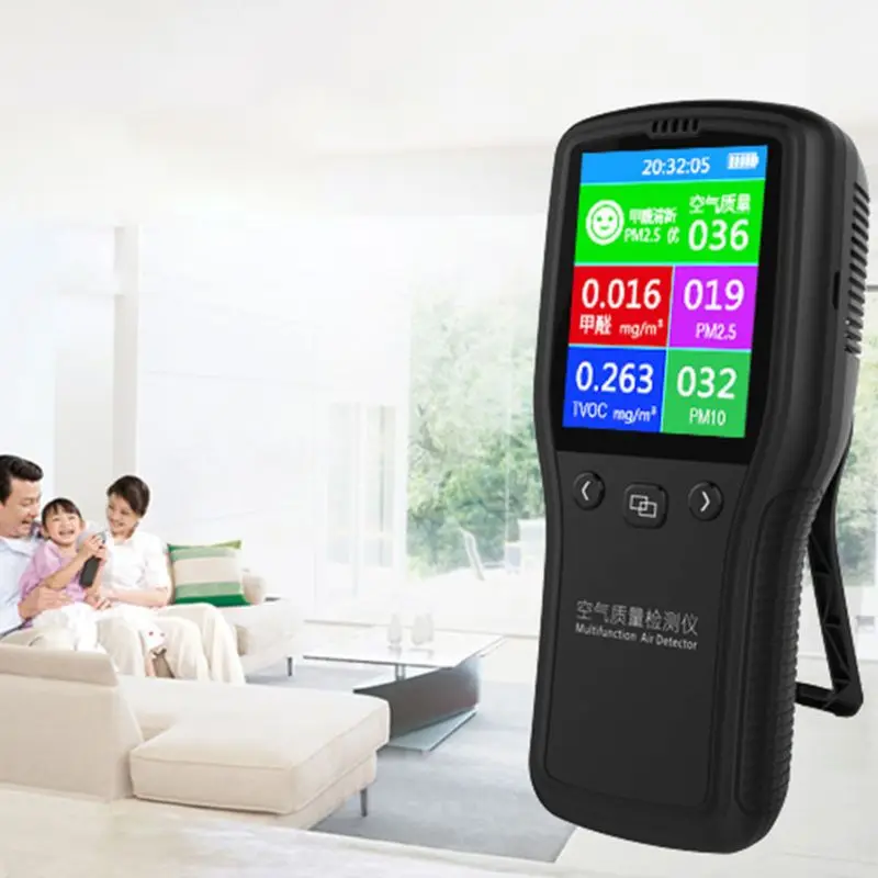 Günstige PM2.5 Detektor Luft Qualität Monitor Digitale Prüfung Appliance Für Überwachung Formaldehyd TVOC PM2.5 PM10 HCHO