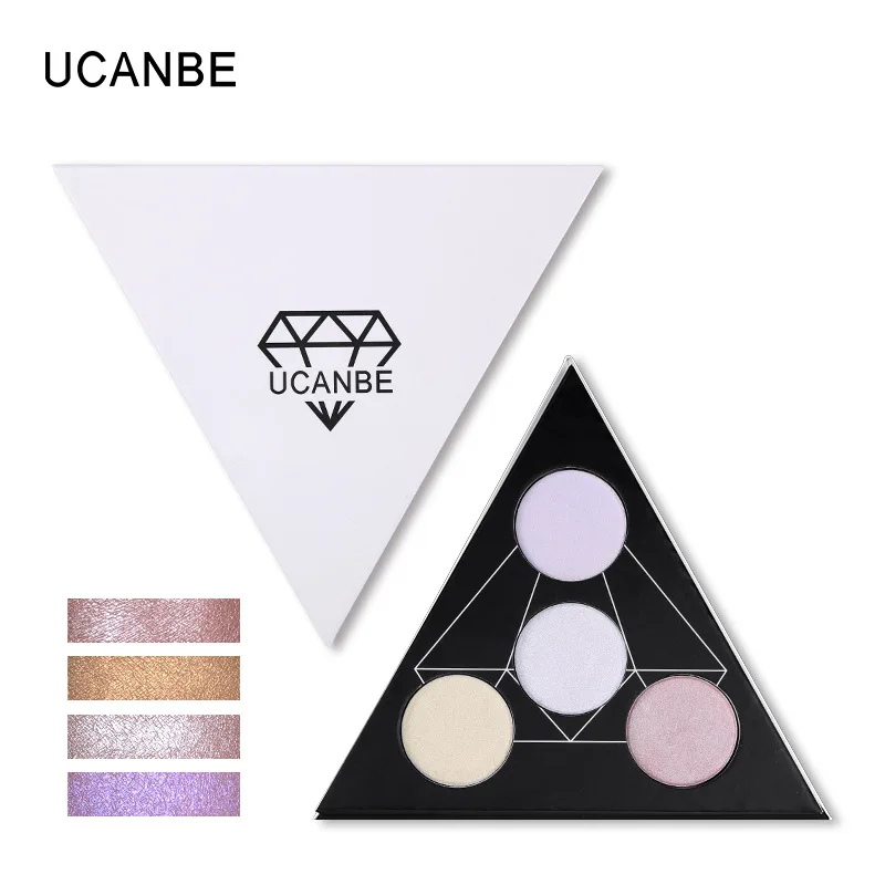 

4 Colors Dual use Highlighter Eyeshadow Palette Shimmer Trimming Powder Cake Long Lasting Waterproof Face Makeup Satin Glow Kit