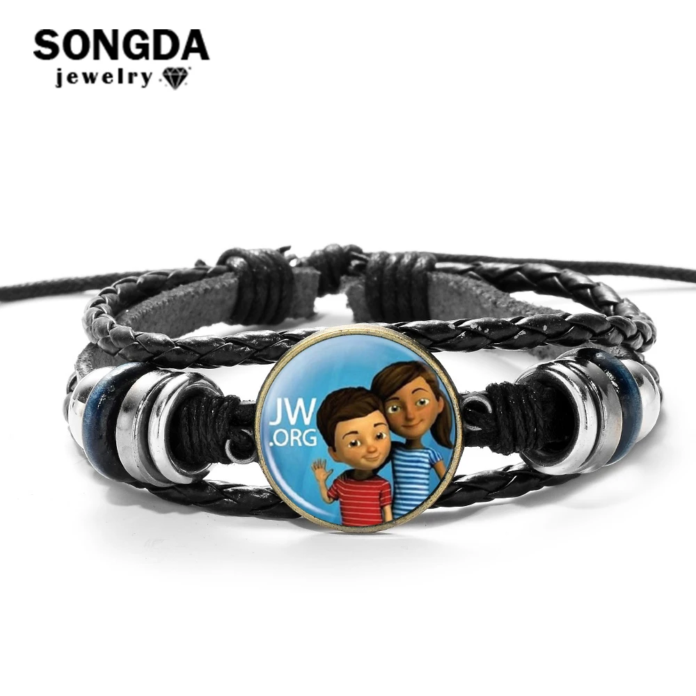 

SONGDA JW.ORG Casual Leather Bracelet JW Children Caleb and Sophia Jehovah's Witnesses No Blood Multi-layer Wood Beads Bracelets