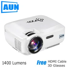 AUN AM01C Proyector 1400 Lúmenes LLEVÓ el Proyector Del Soporte 1920×1080 con ATV Puerto 3D MINI Proyector para Cine En Casa HDMI Libre Cable