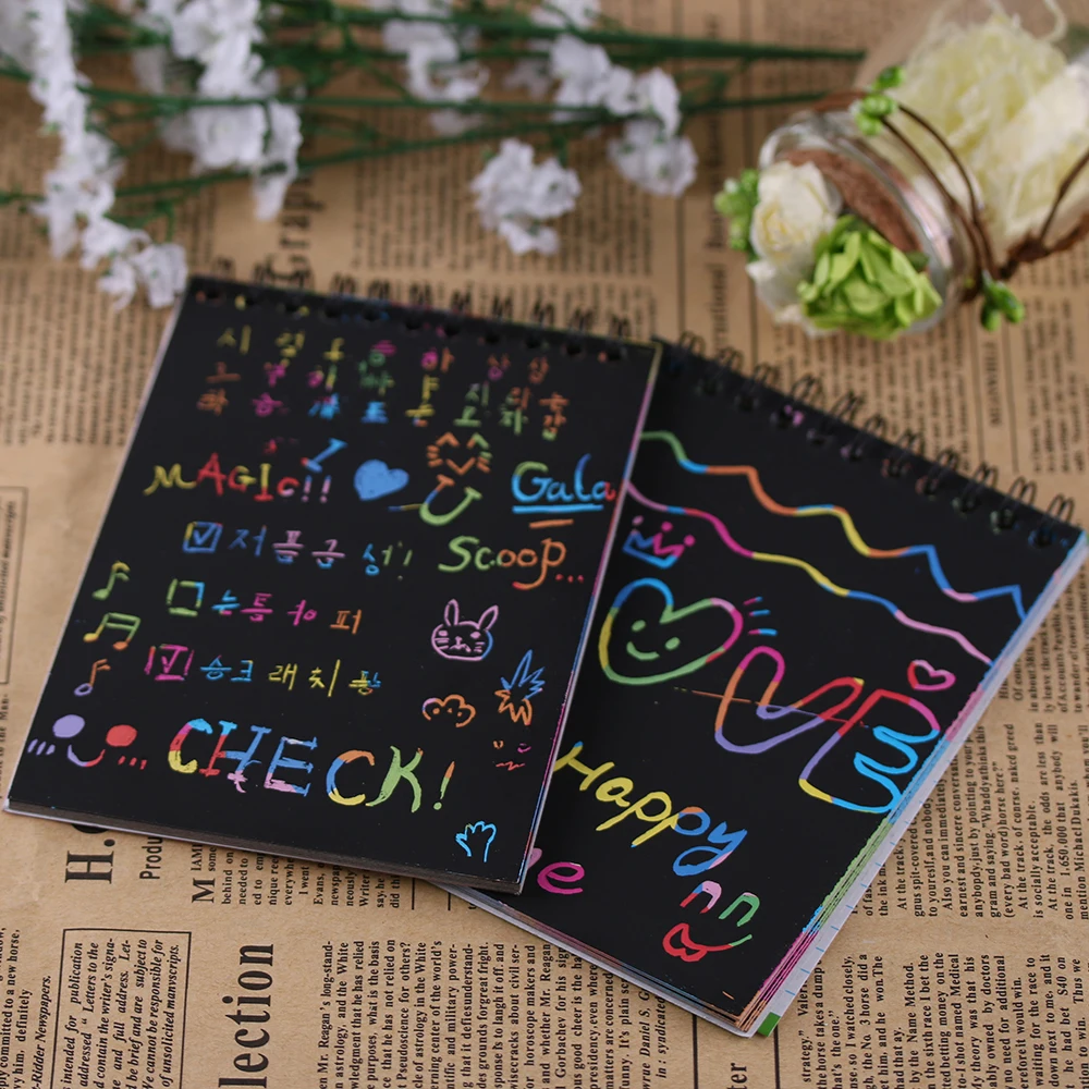 

1 Book 10 Sheets Kids Painting Set Scratch Paper Colorful DIY Magic Art Painting Paper With Drawing Stick Baby Playing Toys