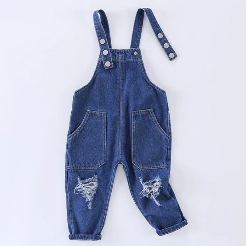 2018 Baby Boys Overalls Fashion Braces Denim Pants Hole Design Casual