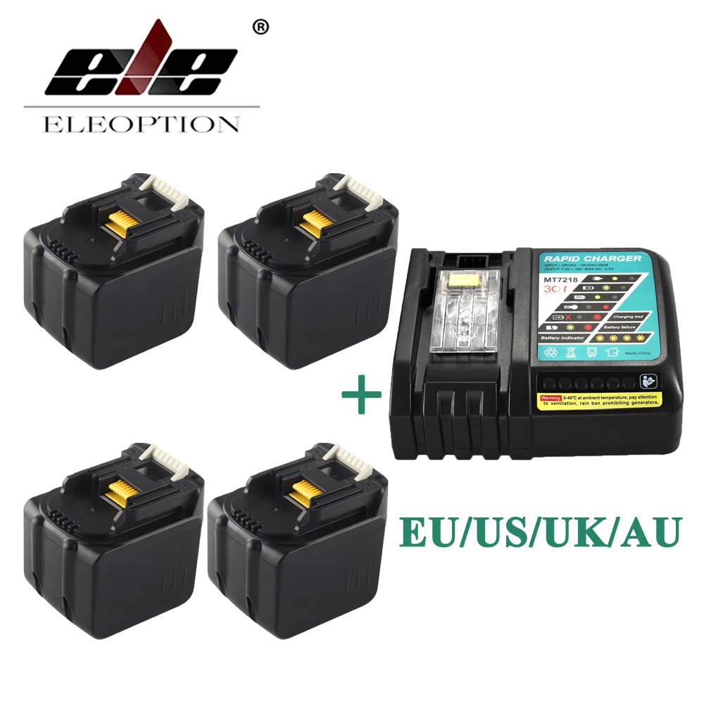 

4PCS High Capacity 6000mAh 14.4V Li-Ion Battery For MAKITA BL1430 BL1415 194066-1 194065-3 194559-8 With 6.5A Rapid Charger