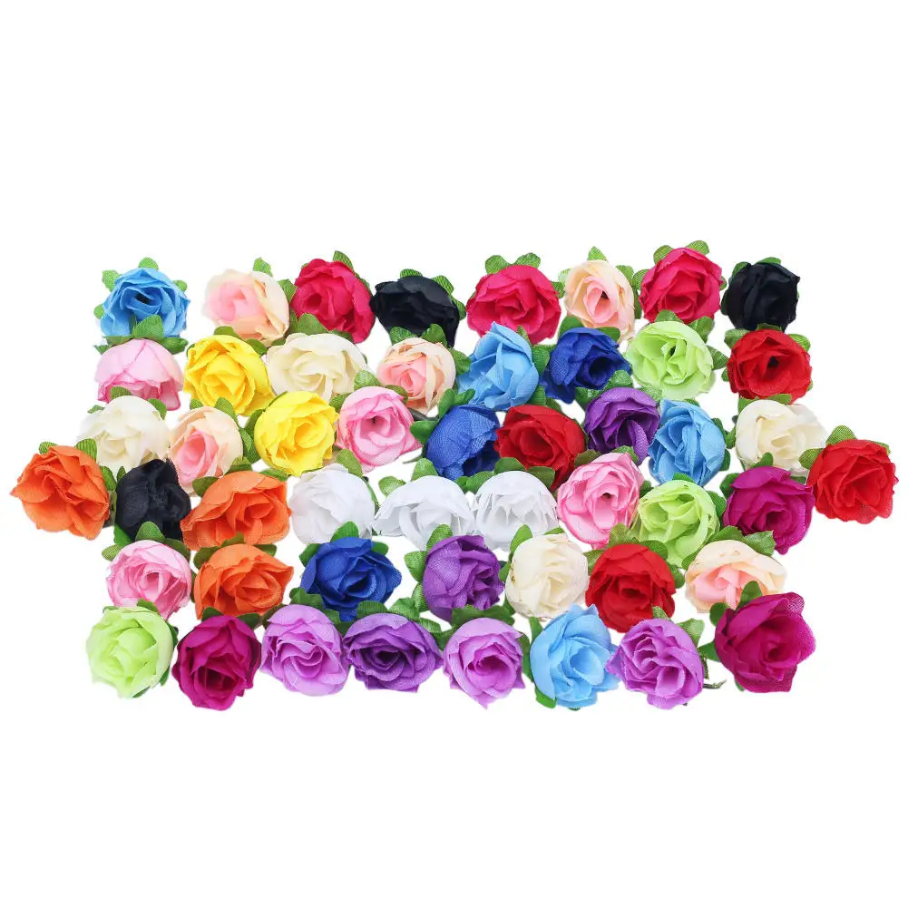Cabeça de rosa artificial 50 peças, cores mistas, artesanato para festa ...