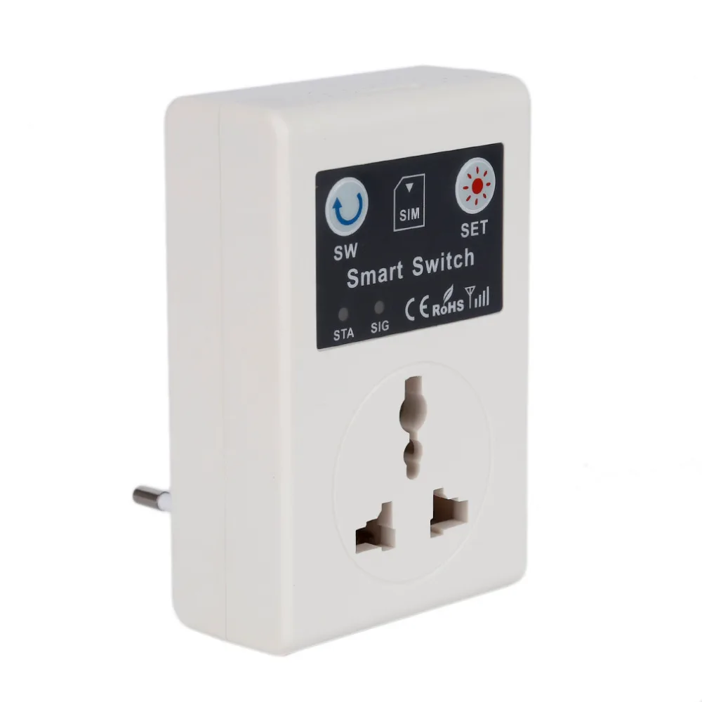 10A 220V Phone RC Wireless Remote Control Smart Switch GSM Socket  With USB Port  Wall Socket Square UK/EU GSM Power Plug