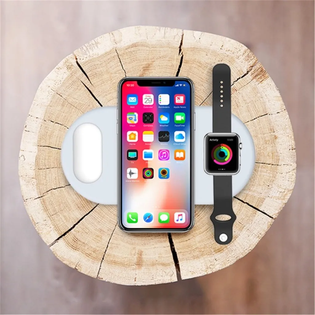 

10W Qi Wireless 3 in 1 Fast Charger USB Stand Power for iPhone for iwatch fo Airpods for Apple for Huawei P30 for Samsung S8