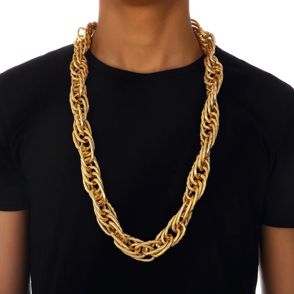 Street fashion Hip Hop Yellow Filled Thick Mens big chunky Necklace