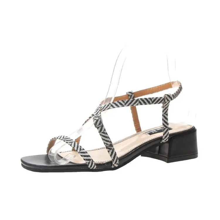 

Sandals ladies summer 2019 fashion wild casual thick with buckle buckle toe fish mouth low heel sandals women's shoes