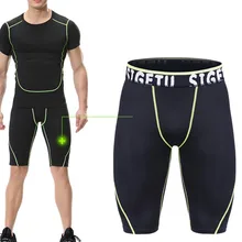 Летние мужские шорты для бега колготки быстросохнущие Компрессионные спортивные фитнес-тренировки Леггинсы 3/4 длина брюки