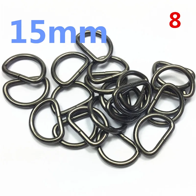 8  15mm gunblack  Tone Unwelded Leather Bags Metal Crafts D Rings