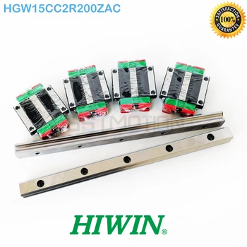 

Genuine HIWIN 15mm HGR15 2x 200mm Linear Guide Rail 4x HGW15CC HGW15CA Linear Carriage HGW15CC2R200ZAC
