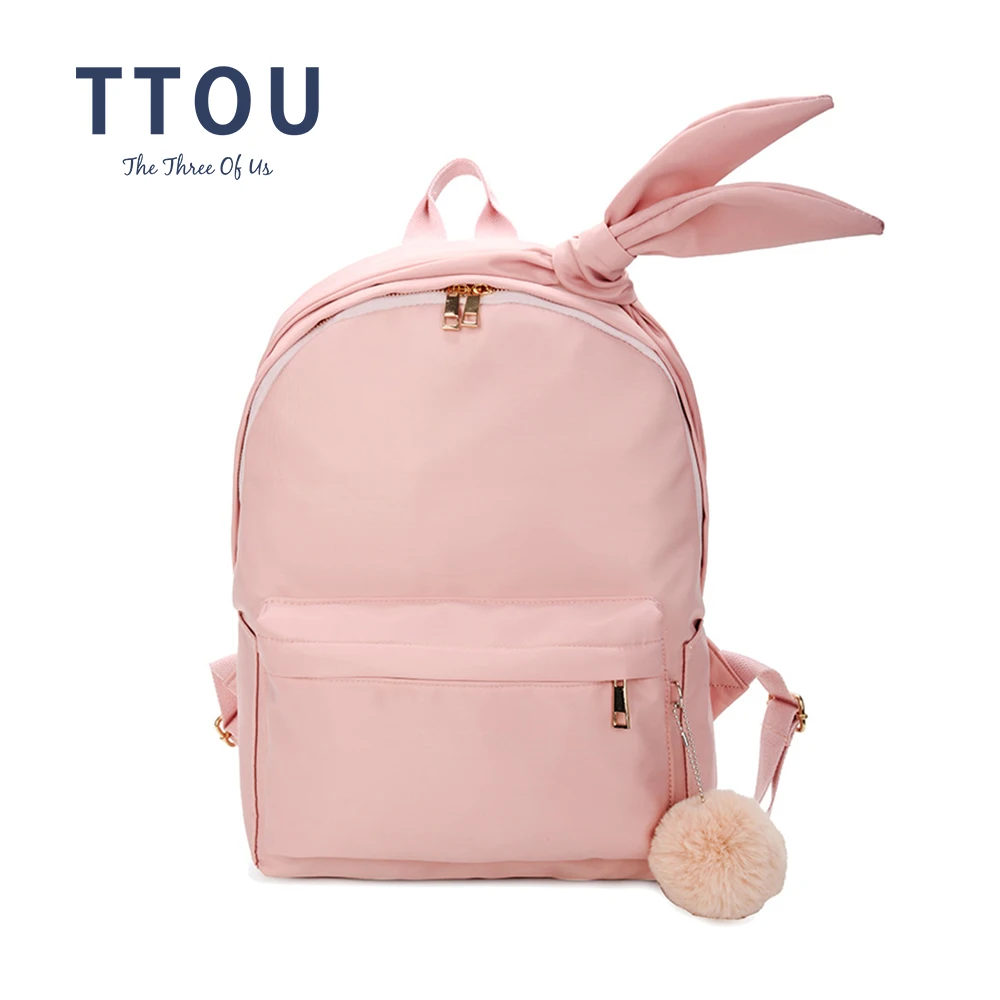 

TTOU Teenagers Bow Backpacks Female 2018 Brand Fur Ball Backpack For Young Girls Casual Travel Bag Women Large Capacity Bags Sac