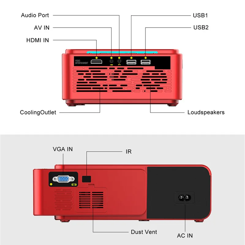 Everycom T6 LED عارض فيديو HD 720 P المحمولة HDMI الخيار الروبوت Wifi متعاطي المخدرات دعم 4 K كامل HD 1080 p المسرح المنزلي السينما