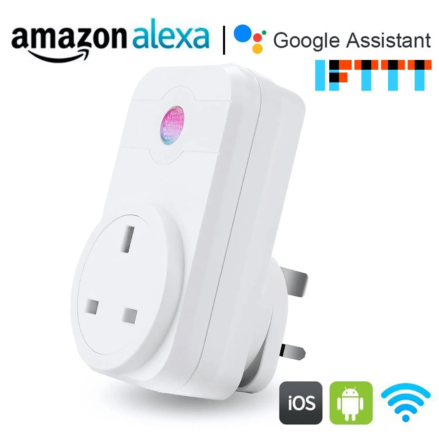 

Smart Wifi UK Plug Socket Work with Amazon Alexa,Google Assistant,No Hub Required,Remote control,Timing Settings,Support IFTTT