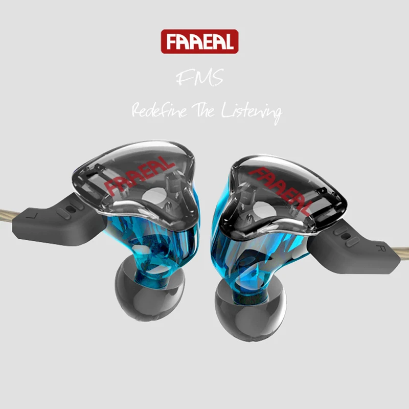 

New FAAEAL FMS In Ear BA+DD Hybrid Earphone Detachable Cable Audio Monitors Noise Isolating HiFi Music Sports Earphone
