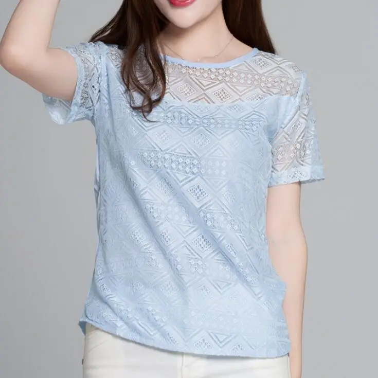 

Jeseca New Fashion Chiffon Tshirt Woman Spring Summer Girl Lace Short Sleeve O Neck Cotton Women Top Slim Fit Soft Women Tshirt