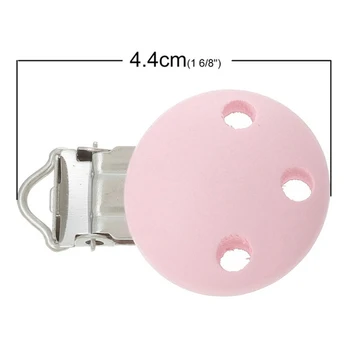 

5Pcs New Wood Home Baby Round Pacifier Clip Metal Holders 3 Hole 4.4cm x 2.9cm