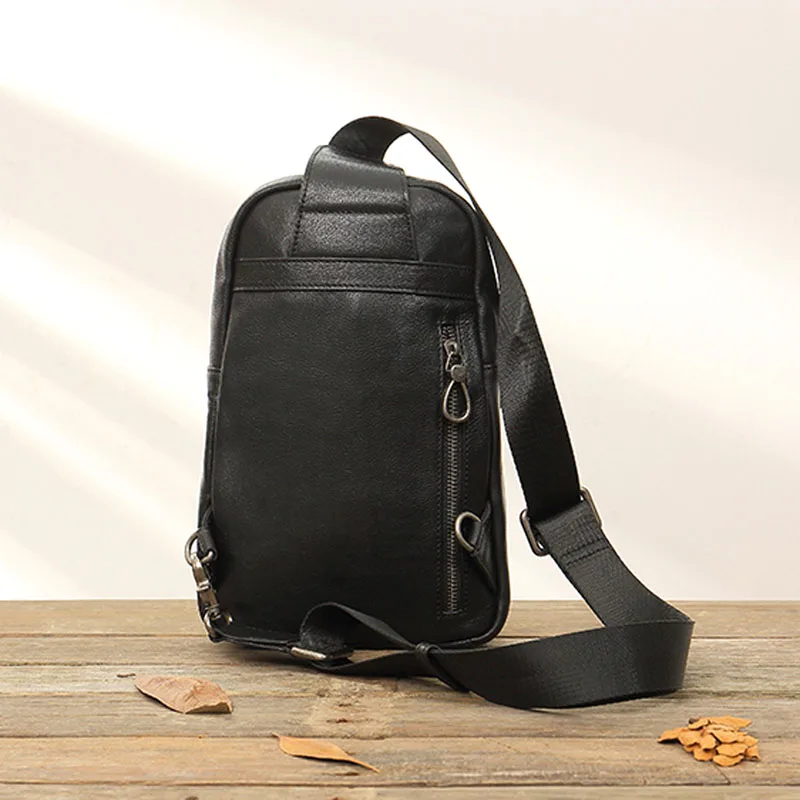 AETOO Men's handmade leather bag men's Messenger bag shoulder retro chest bag men's soft leather suede