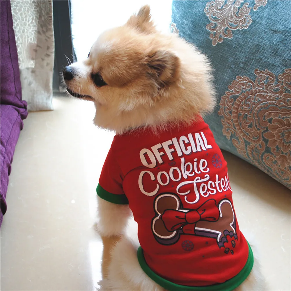 Рождественская Одежда для собак хлопковая футболка костюм щенка одежда для маленькой собаки футболка мужская с кошкой жилет одежда для кошек одежда пуделя