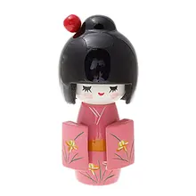 Doll Japanese Kokeshi wooden pattern Kimono Rose