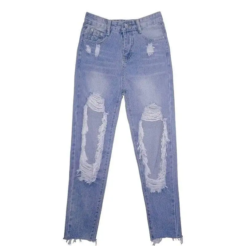 WITHZZ рваные джинсы IG Рекомендуемые женские свободные джинсы, женские брюки бриджи комбинезоны винтажные женские рваные брюки плюс размер