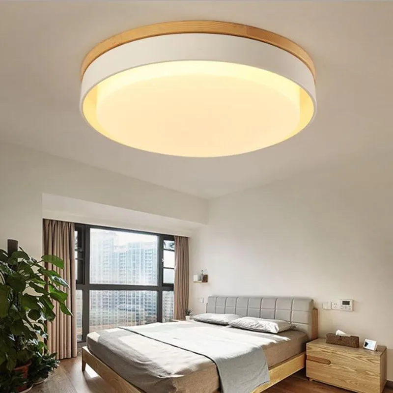 

Nordic Home Ultra-thin Led Ceiling Light Creative Warm Kitchen Bedroom Light Japanese Style Solid Wood Light Free Shipping