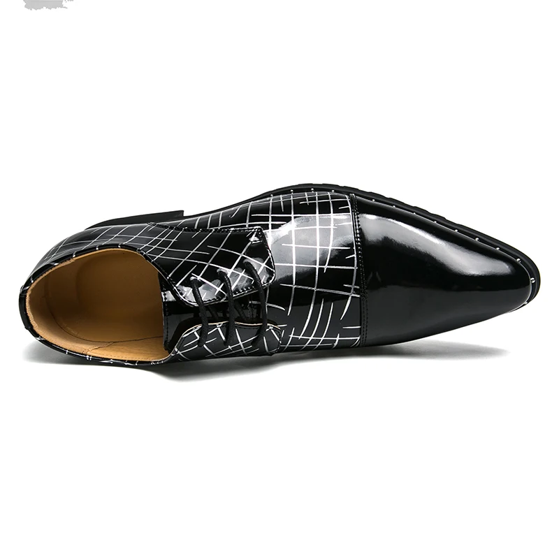 pointed toe mixed colors patent leather men shoes fashion dress ballroom dancing wedding pary flats derby oxfords shoes for men (3)