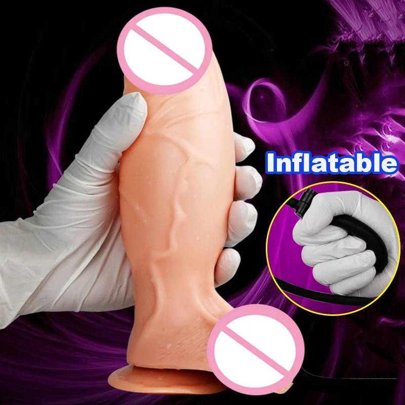 Huge Inflatable Dildo Pump Anal Plug Realistic Penis Soft Dildo Suction Cup Sex Dildos Woman Masturbation Orgasm Adult Sex Toys - Dildos image