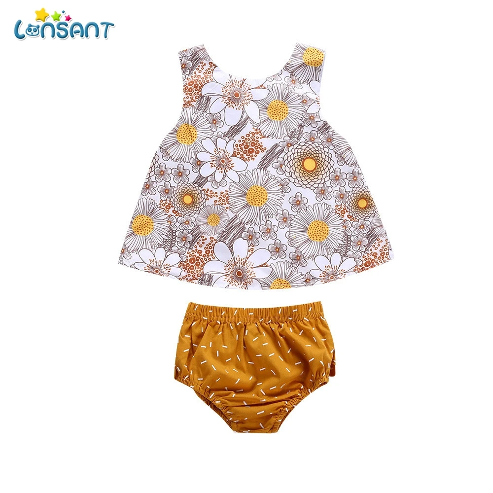 

LONSANT 2018 New Arrival Summer Cute Toddler Baby Girls Floral Print Sleeveless Tops+Ruched Shorts Outfits Set Casual clothing