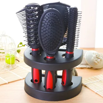 

5pcs Hair Comb Morror Set Professional Hairdressers Salon Massage Brushes Roll With Shelf Holder Modelling Kit Hairbrush Tools