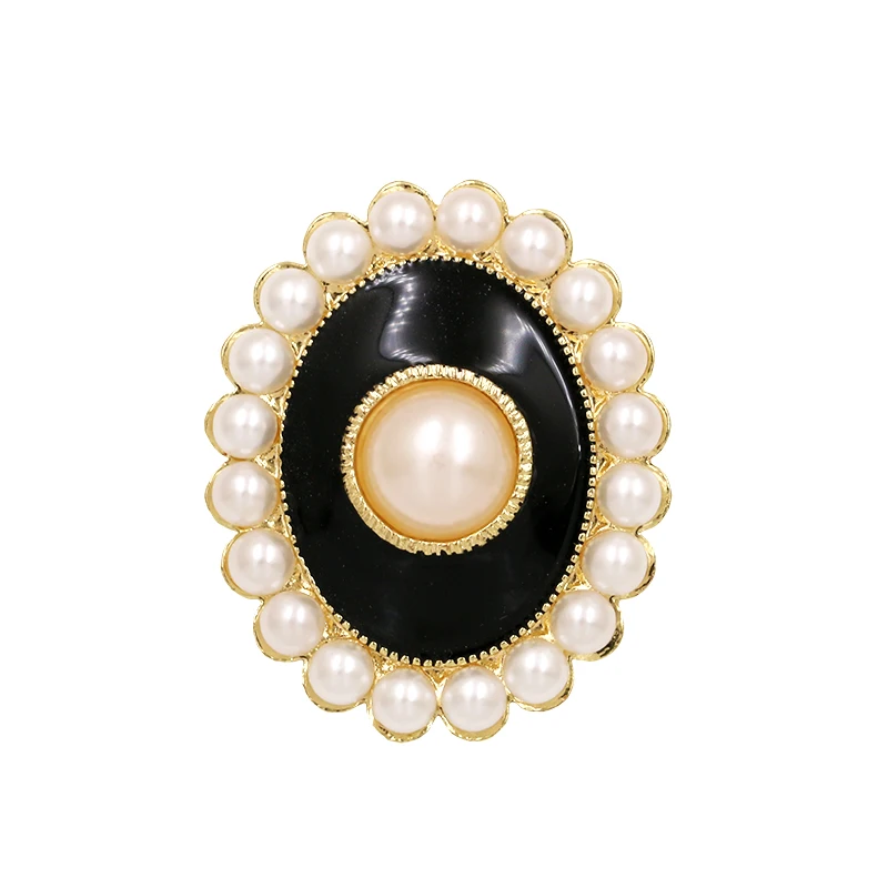 

WEIMANJINGDIAN Brand Simulated Pearl Surrounding and Black Enamel Pins for Women