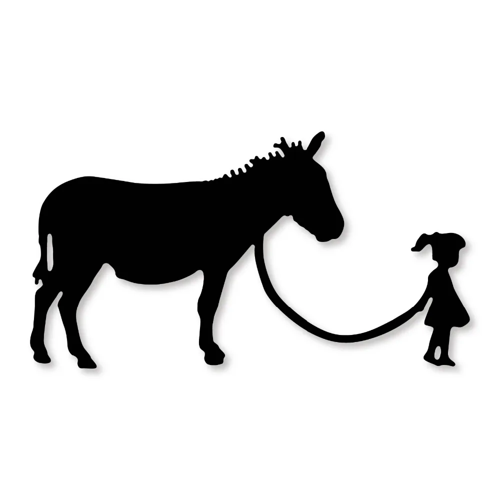 

Little girl holding donkey border Metal Cutting Dies Stencil DIY Scrapbook Photo Album Paper Card Decor Craft Die cuts 2019 New