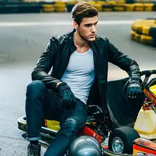 Распродажа,, весенне-осенняя мужская новая модная короткая куртка с тонким воротником из искусственной кожи/M-4XL