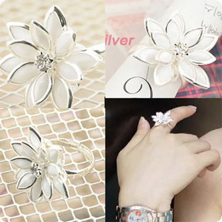 

Korean Fashion Snow Lotus Ring Multi-layer Camellia Flower Ring For Girls
